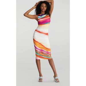 Gabrielle Union Roz swirl rainbow ruched dress Size XL Sexy Retro Party Y2K